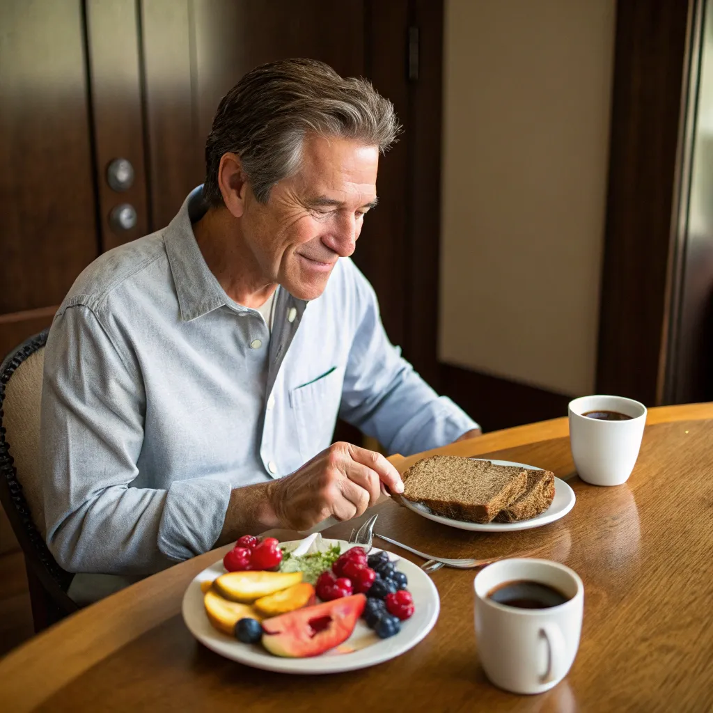 John Doe enjoying a healthy breakfast