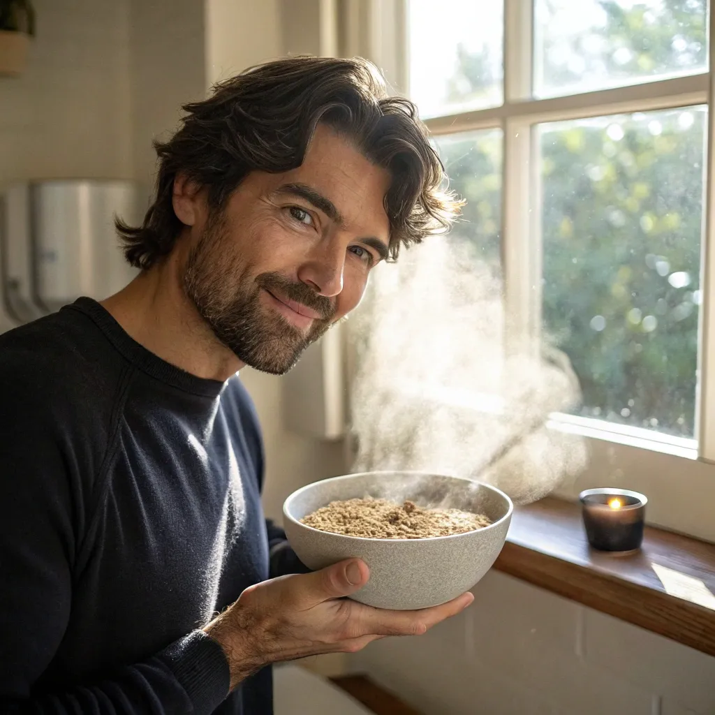 Michael Smith with a bowl of oatmeal